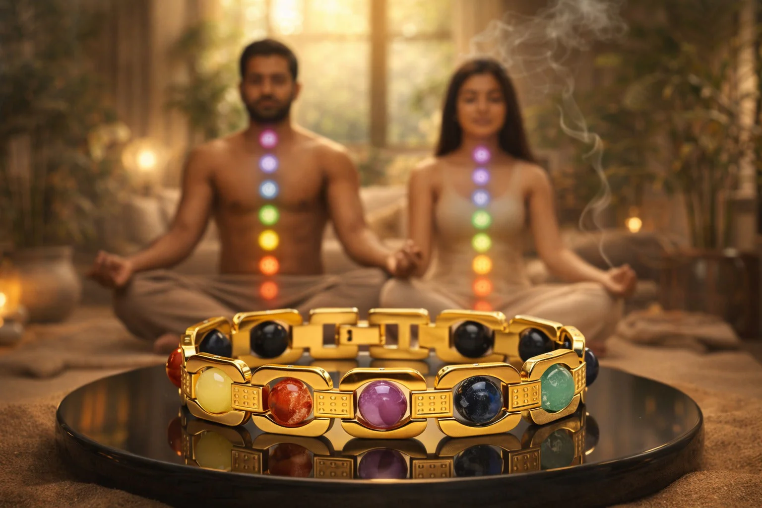 7 Chakra Natural Rudraksha Healing & Energy Balance Bracelet - Image 3