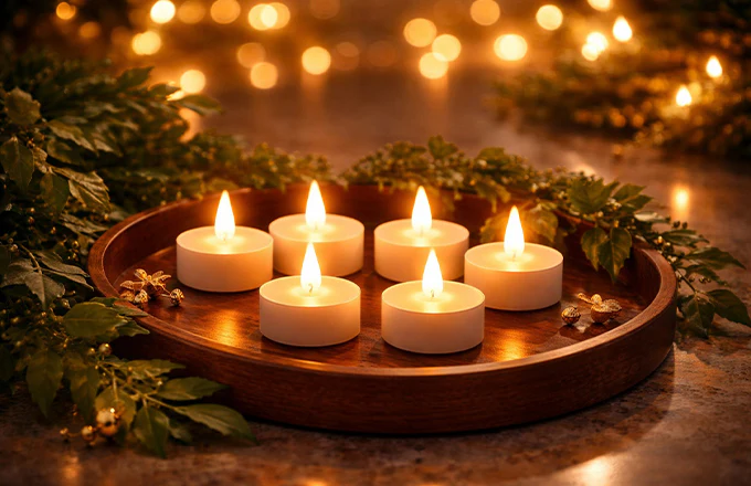 Pack of 06 LED Tealight Candles – Battery Operated Flameless & Smokeless Decorative Diyas for Diwali, Pooja & Home Decoration, Warm Yellow Tea Lights for Festival & Party Décor - Image 5