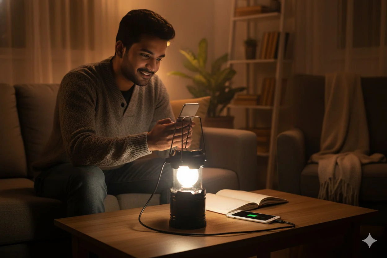 Rechargeable Solar Lantern with LED Torch & Power Bank- Camping & Emergency Light - Image 5