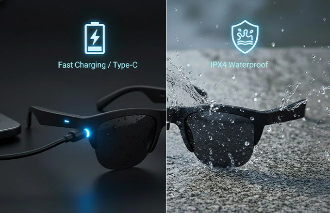 Smart Bluetooth Audio Glasses - Sunglasses with Built-in Mic & Speakers, Open Ear Wireless Headphones Smart Glasses for Adults, Solar-Powered Smart Sunglasses - Image 4