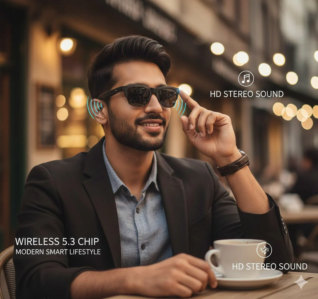 Smart Bluetooth Audio Glasses - Sunglasses with Built-in Mic & Speakers, Open Ear Wireless Headphones Smart Glasses for Adults, Solar-Powered Smart Sunglasses - Image 6